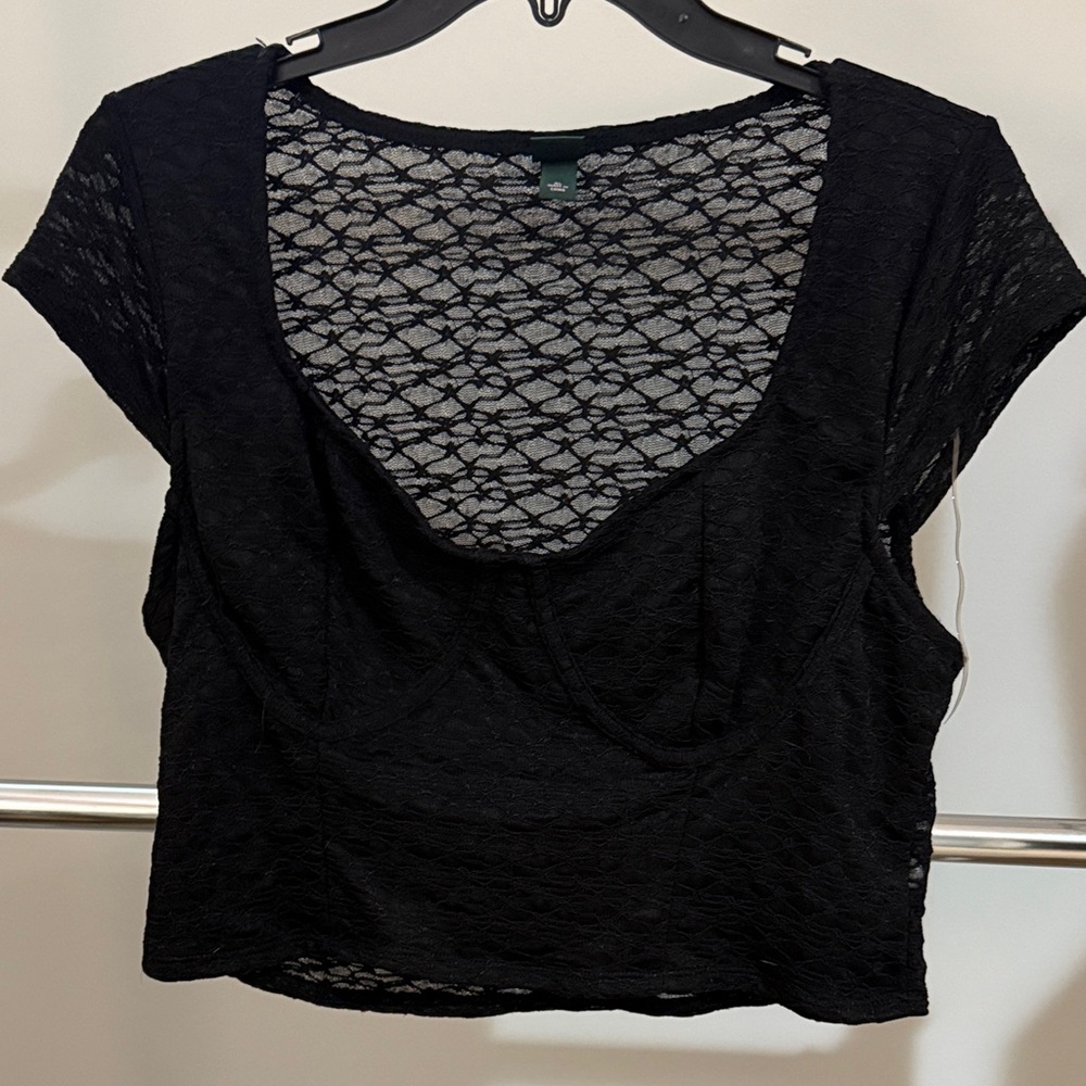 Black Lace Women Top - Crop